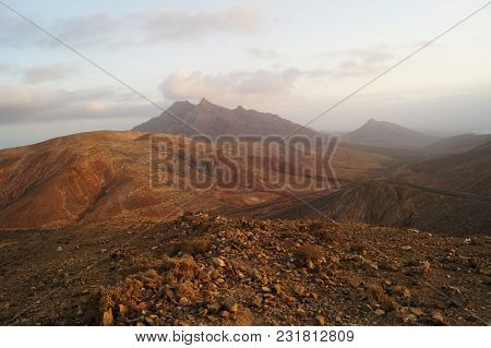 Viewpoint Montana Cardon - Colourful Landscape On The Canary Island Fuerteventura In Spain