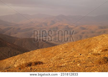 Viewpoint Montana Cardon - Colourful Landscape On The Canary Island Fuerteventura In Spain