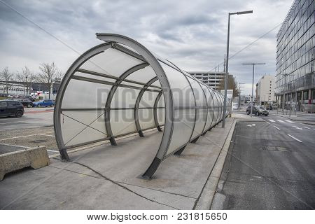 Walkaway Pedestrian Tunnel At The Vienna Airport In Austria