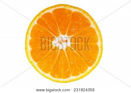 Orange Slice (half) On A White Background.