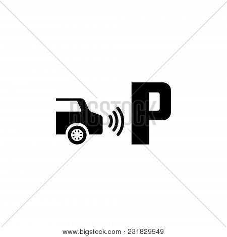 Parktronic Sensor. Parking Assist. Flat Vector Icon. Simple Black Symbol On White Background