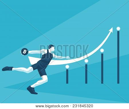 Flat Illustration Of The Rise Of Cryptocurrency In Vector Format