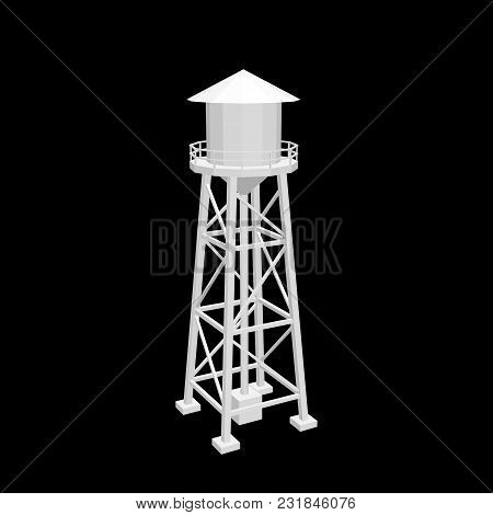 Water Tower.isolated On Black Background. Vector Illustration.