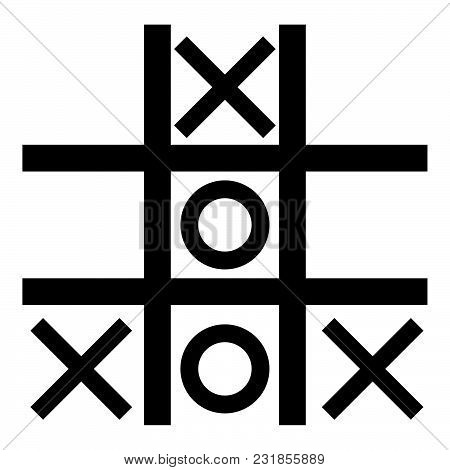 Tic Tac Toe Game Icon Black Color Vector Illustration Flat Style Simple Image