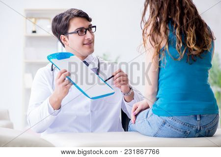 Patient visiting doctor for annual regular check-up in hospital 