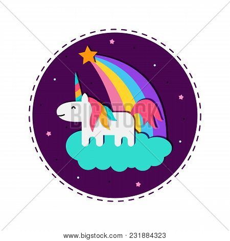Cute Unicorn. Vector Illustration Of Unicorn And Rainbow