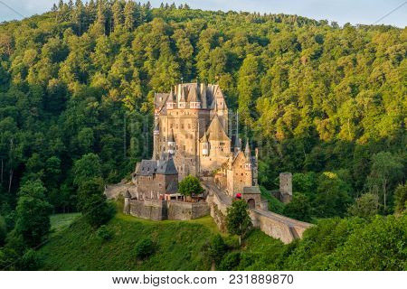 Burg Eltz castle in Rhineland-Palatinate state, Germany. Construction started	prior to 1157.