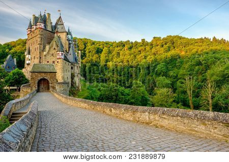 Burg Eltz castle in Rhineland-Palatinate state, Germany. Construction started	prior to 1157.