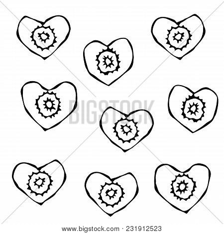 Carrot Figure Knife Cuts. Heart Shaped Slices Of Carrots. Carved Cooking Ingredient, Vegetable Salad