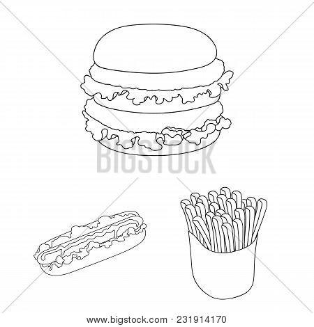 Fast Food Outline Icons In Set Collection For Design.food From Semi-finished Products Vector Symbol 