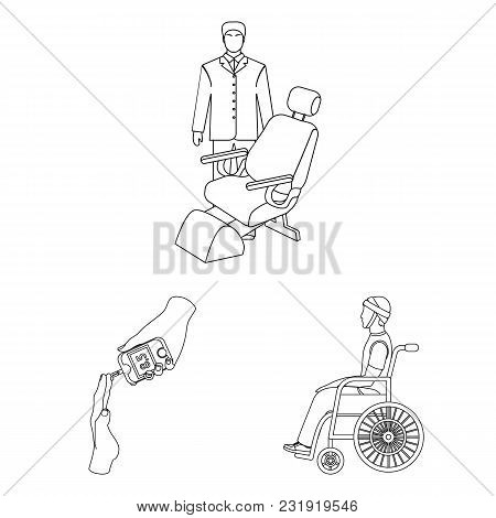 Medicine And Treatment Outline Icons In Set Collection For Design.hospital And Equipment Vector Symb