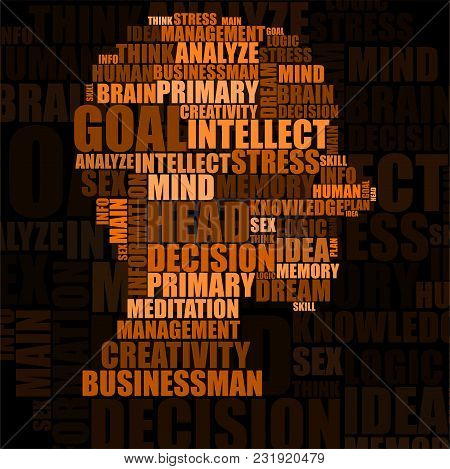 Abstract Colorful Silhouette Human Head Of Words. Vector Illustration. Eps 10