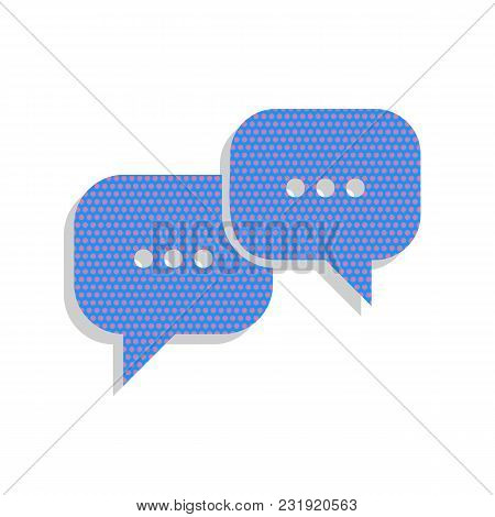 Speech Bubbles Sign. Vector. Neon Blue Icon With Cyclamen Polka Dots Pattern With Light Gray Shadow 