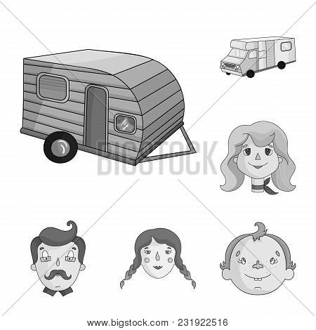 Family Holiday Monochrome Icons In Set Collection For Design. Recreation And Equipment. Vector Symbo