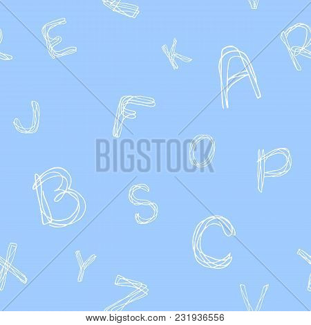 Doodle Abc Seamless Pattern. Vector Graphic Illustration.