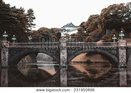 Imperial Palace With Nijubashi Bridge In Tokyo, Japan