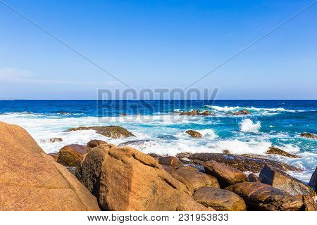 Ocean Seaside Of Wild Beautiful Stone Beach Of Sri Lanka