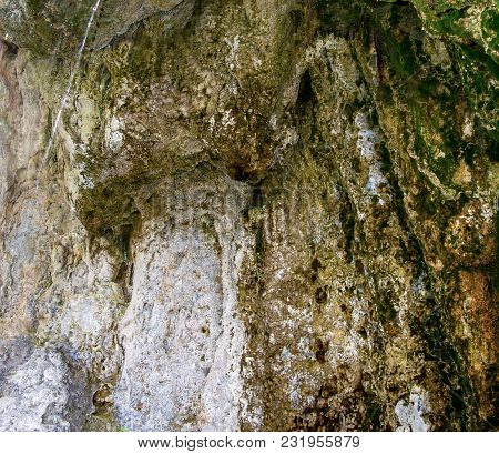 Photo Of Old Stone Texture With Moss In Cave