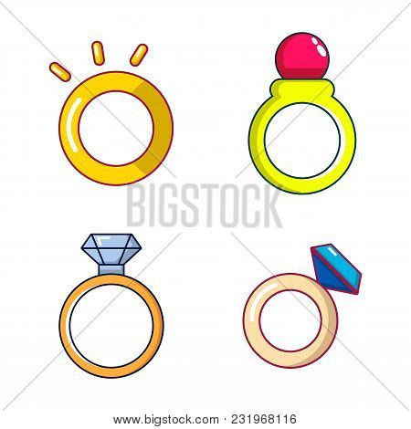 Ring Icon Set. Cartoon Set Of Ring Vector Icons For Web Design Isolated On White Background