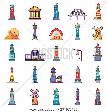 Buildings Icon Set. Cartoon Set Of Buildings Vector Icons For Web Design Isolated On White Backgroun