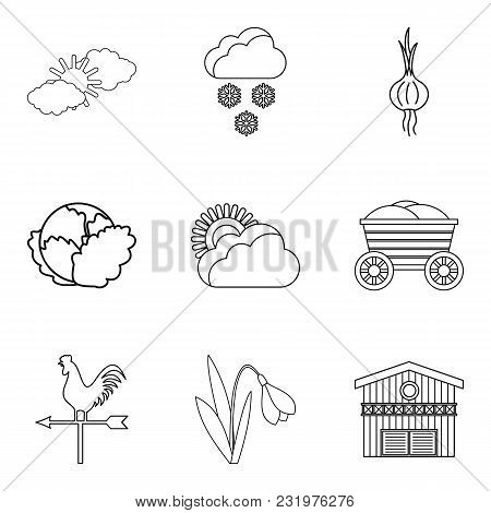 Vegetable Mix Icons Set. Outline Set Of 9 Vegetable Mix Vector Icons For Web Isolated On White Backg