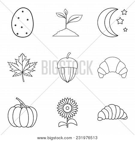 Sweet Fennel Icons Set. Outline Set Of 9 Sweet Fennel Vector Icons For Web Isolated On White Backgro