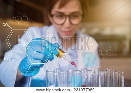 Scientist Working In Science And Chemical For Health. Doctor Working In Lap Test.