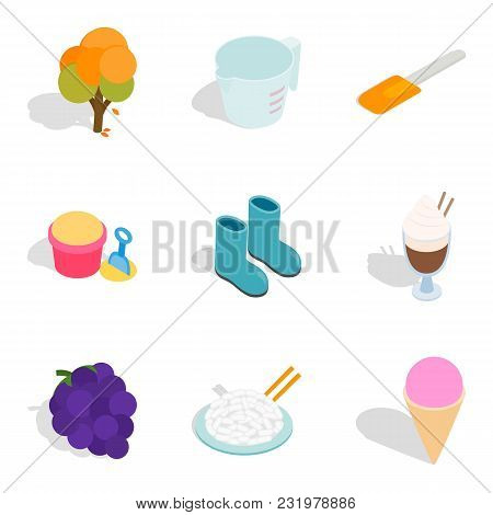 Vegetarian Place Icons Set. Isometric Set Of 9 Vegetarian Place Vector Icons For Web Isolated On Whi