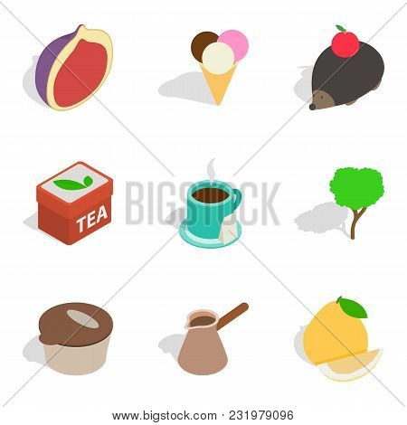 Raw Food Icons Set. Isometric Set Of 9 Raw Food Vector Icons For Web Isolated On White Background