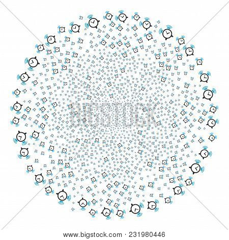 Buzzer Swirl Spheric Cluster. Element Cycle Created From Scatter Buzzer Items. Vector Illustration S