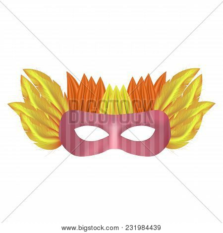 Floral Mask Mockup. Realistic Illustration Of Floral Mask Vector Mockup For Web