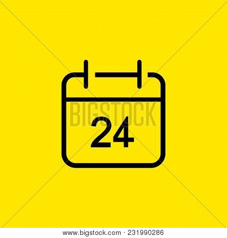 Line Icon Of Twenty Four Hour On Board. Calendar, Personal Organizer, All Day Shop. Business Concept