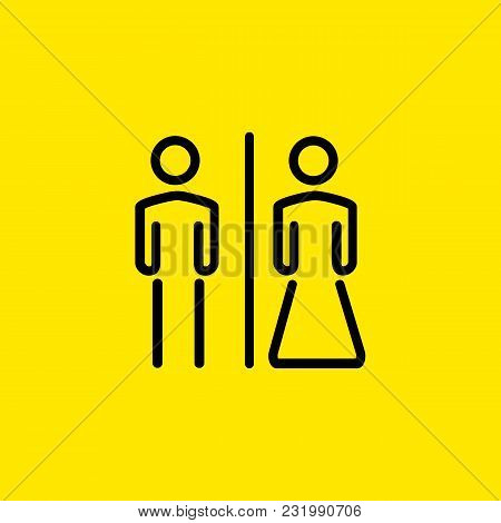 Line Icon Of Wc Male And Female Symbols. Couple, Unisex, Public Toilet. Water Closet Concept. Can Be