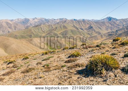 Barren Hills Around Acheron Valley, Southern Alps, New Zealand