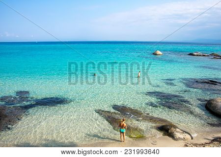 Orange Or Portokali Beach, Sarti Region, Peninsula Sithonia In Greece