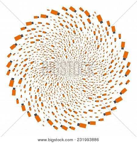 Usb Flash Drive Centrifugal Rotation. Element Burst Designed From Scatter Usb Flash Drive Symbols. V