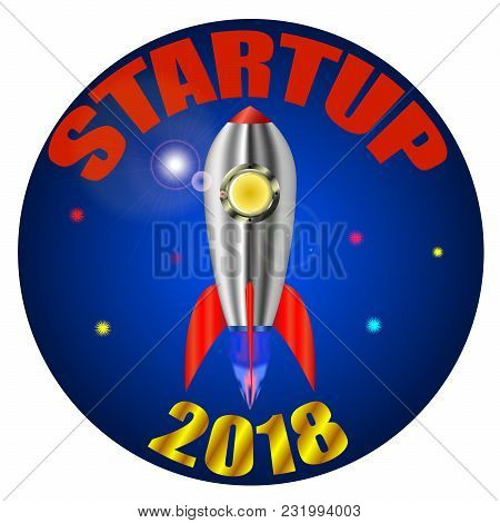Startup, A Rocket Blasting Off. Vector Illustration