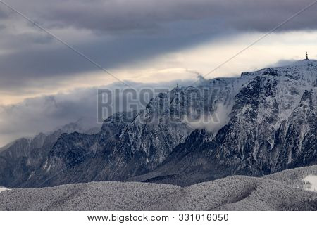 Bucegi mountains viewed from Postavarul peak, Brasov, Transylvania, Romania