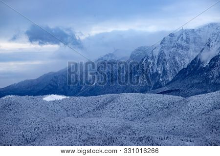 Bucegi mountains viewed from Postavarul peak, Brasov, Transylvania, Romania