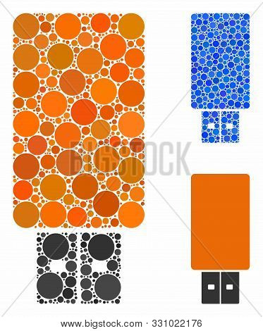 Usb Flash Drive Composition Of Round Dots In Variable Sizes And Color Tinges, Based On Usb Flash Dri