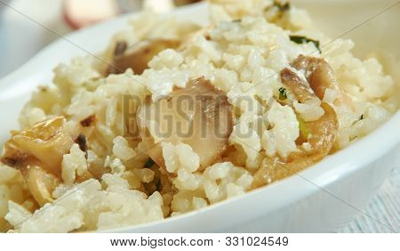 This Vegetarian Mushroom  Spinach Feta Risotto Close Up