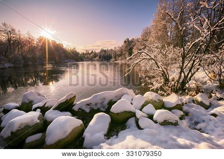First Snowfall At The River Inna Located In The Innerdalen ( Innset)