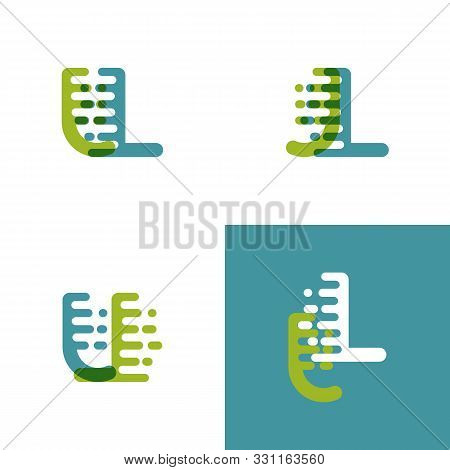 Jl Letters Logo With Accent Speed In Light Green And Light Blue