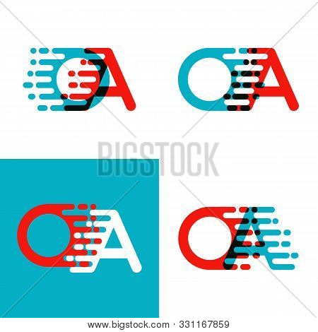 Oa Letters Logo With Accent Speed In Red And Blue
