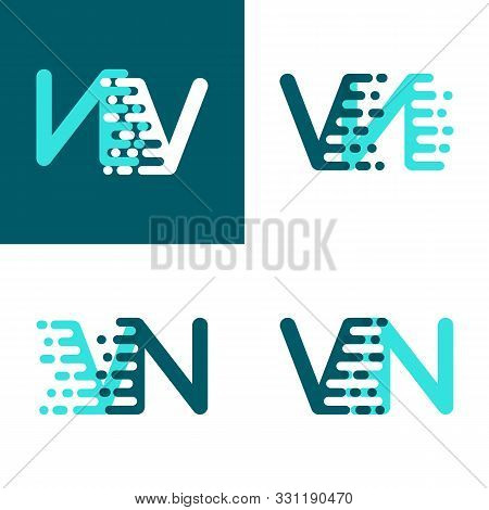 Vn Letters Logo With Accent Speed Green And Blue
