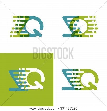 Zq Letters Logo With Accent Speed Green And Blue