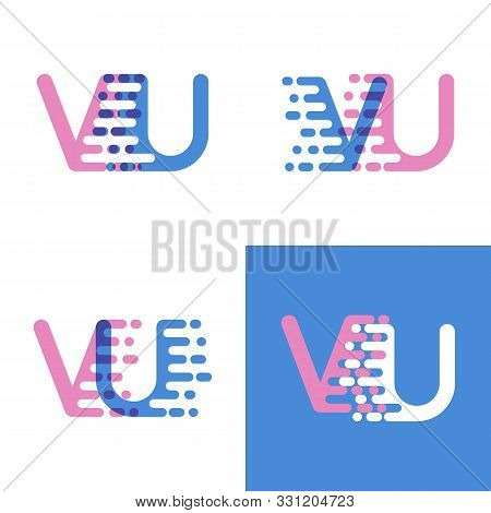 Vu Letters Logo With Accent Speed Soft Pink And Soft Blue