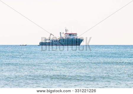 Offshore Special Purposes Sea Vessel In The Tyrrhenian Sea Waters Near The Porto Ercole In The Provi