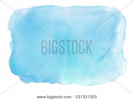 Abstract Blue Watercolor Blot On A White Background. Hand Drawn. Color Illustration With Space For T
