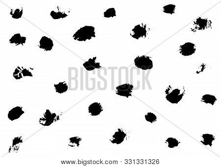 Black Spots On White Background. Set Of Animal Prints. Set Of Black Silhouettes